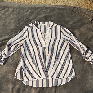 Notations Blue and White Striped Blouse